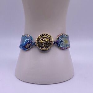 Snap Jewelry Boho Bangle Retro Bracelet w/18mm Brass colored heart Snap! NWT